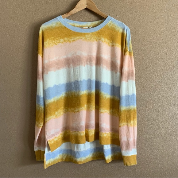 BP Lightweight Tie Dye Striped Sweater Size Large - Picture 1 of 8